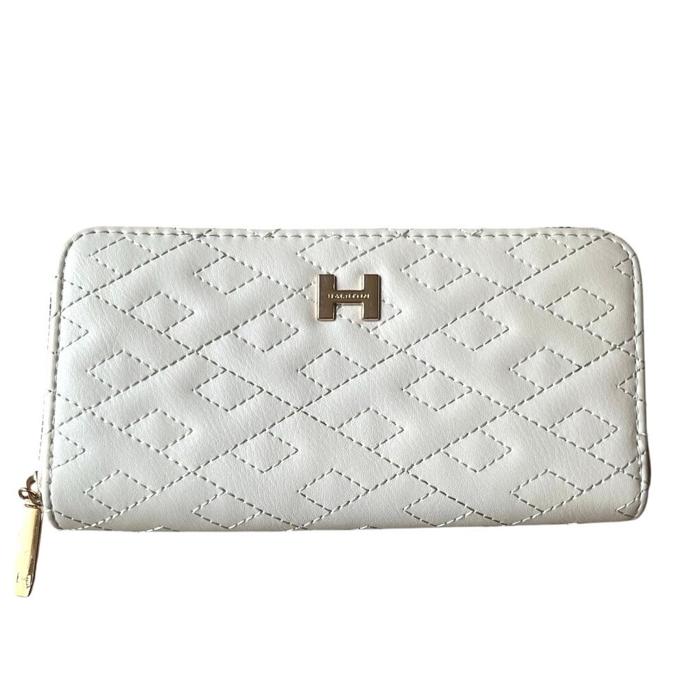 H by Halston Clutch Wallet, Full Zip, Off White, Classic, Spring Style, Preppy.